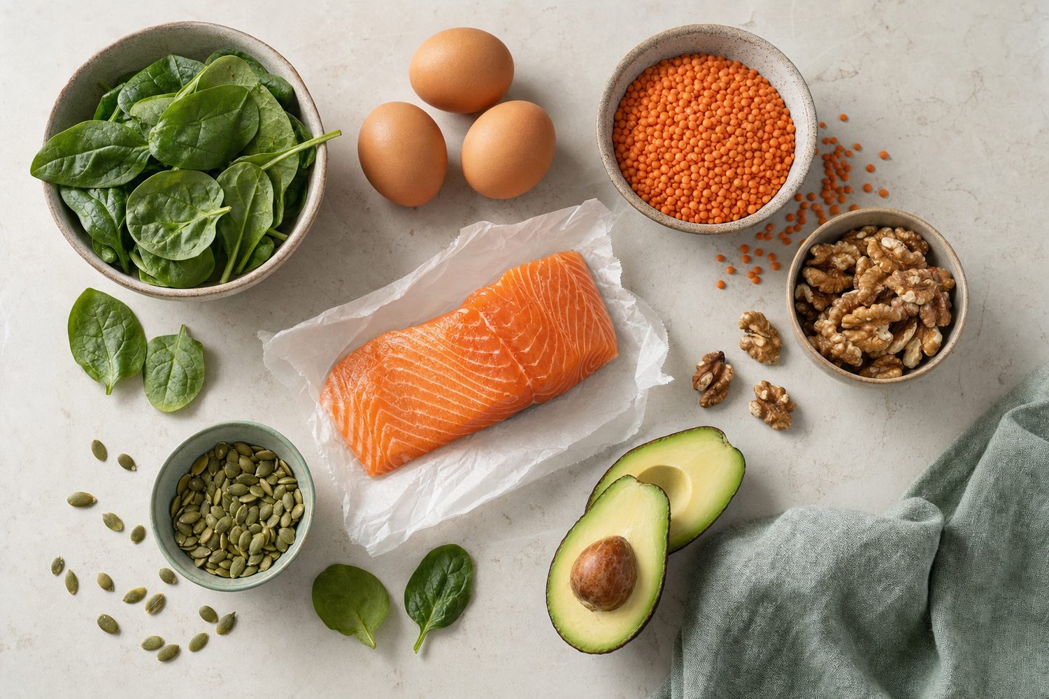 The foods that feed hair — protein, iron, omega-3s