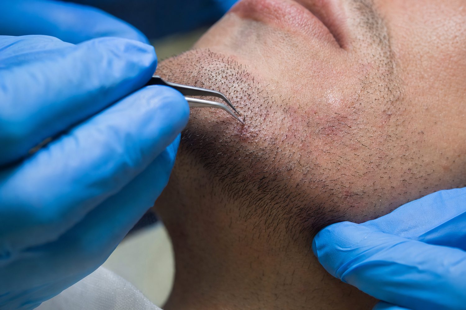 Natural full beard density after restoration