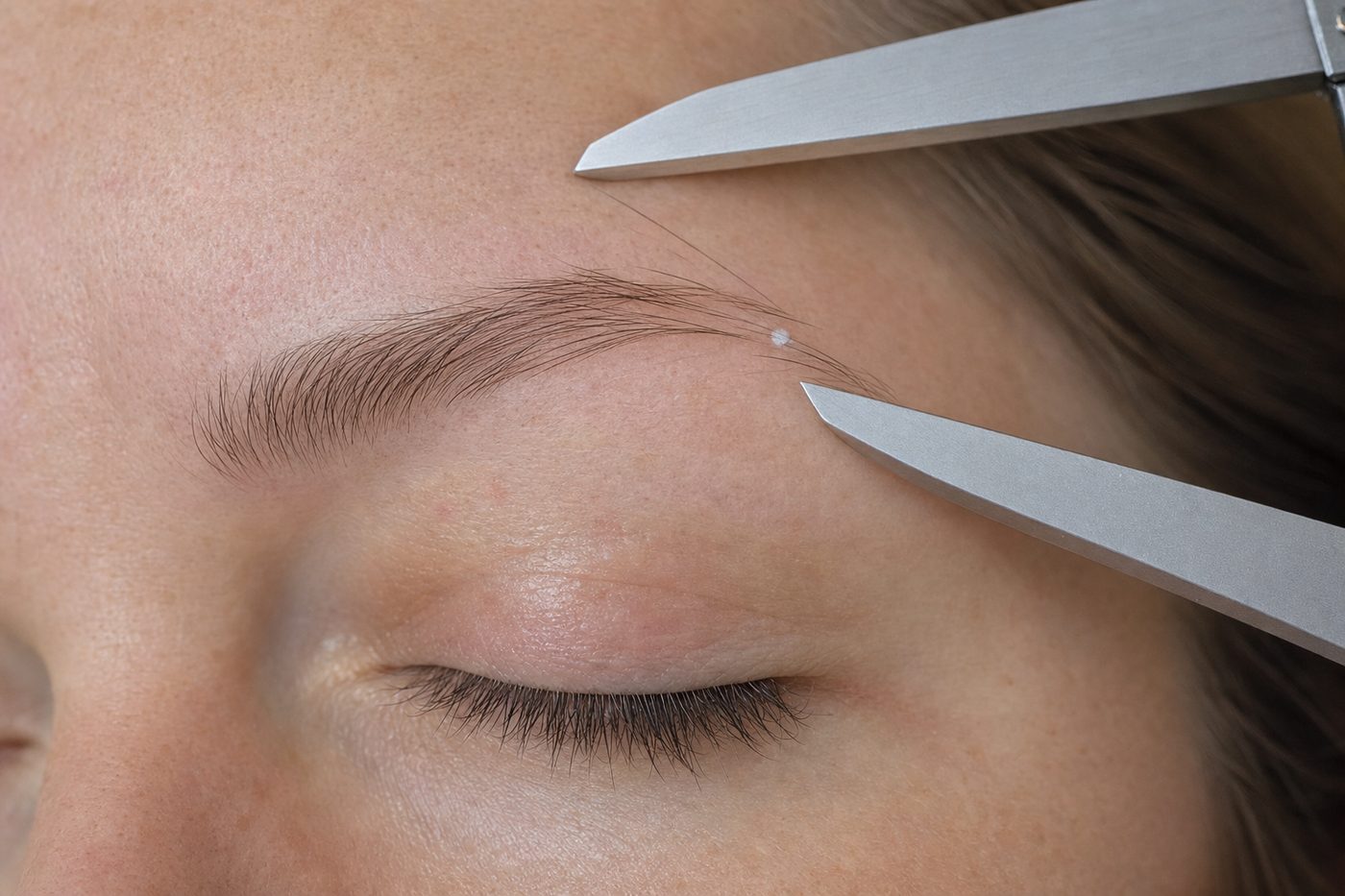 A naturally feathered restored brow