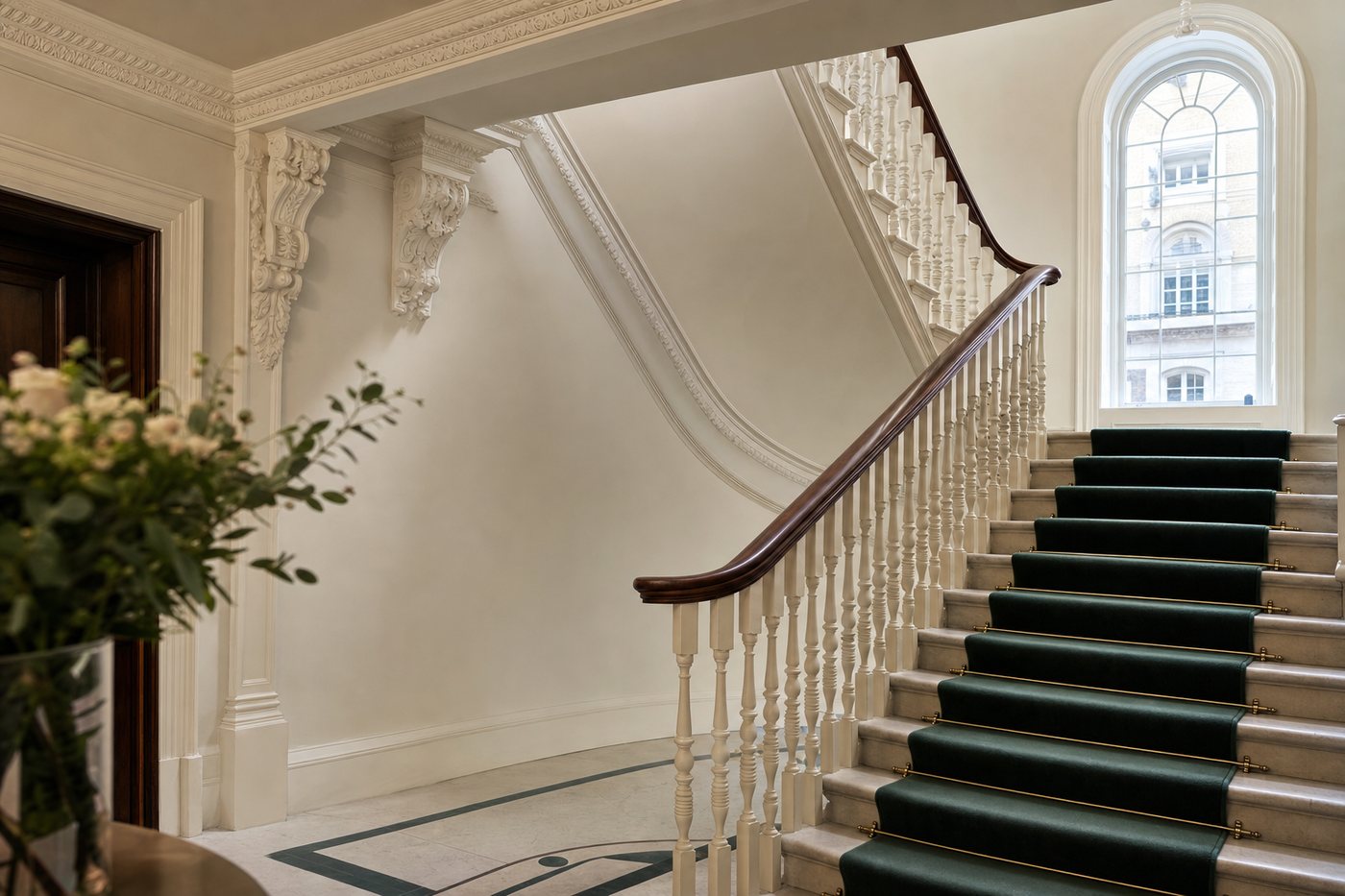 The staircase at 82 Harley Street