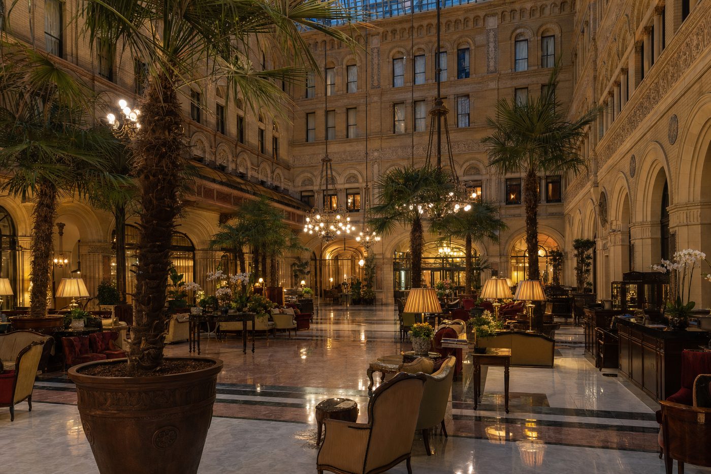 Grand hotel lobby