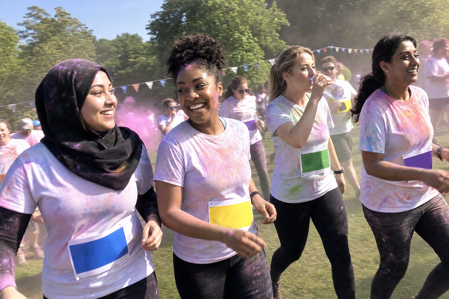 Mid-race at the charity 10K (illustrative)