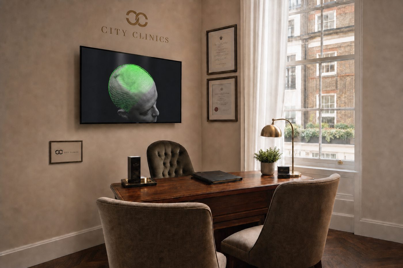 A private consultation room at 82 Harley Street