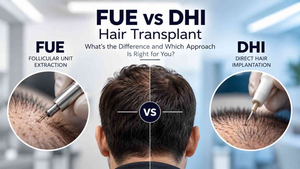 DHI hair transplant; DHI vs FUE; FUE hair transplant; direct hair implantation; hair transplant implantation methods