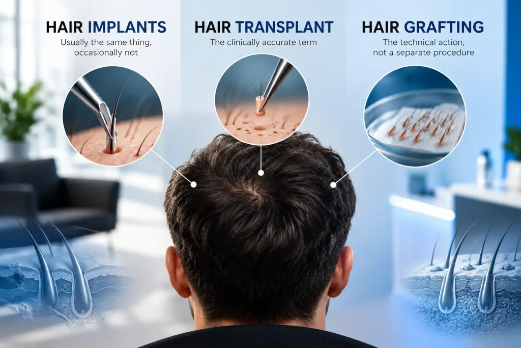 Hair implants vs hair transplant vs hair grafting — City Clinics London